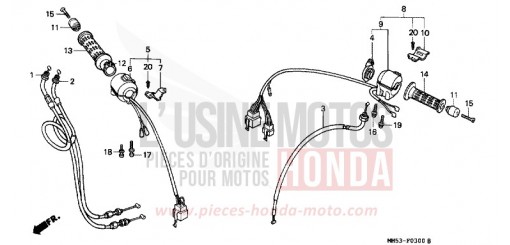 COMMUTATEUR/CABLE CBR1000FJ de 1988
